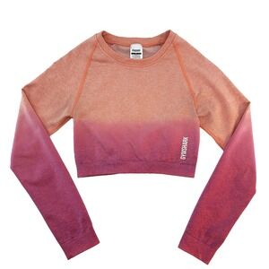 GYMSHARK Cropped Ombre Activewear Sweatshirt‎ • Small • pink, orange